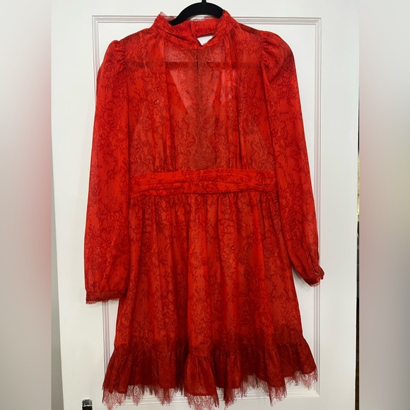 French connection red poppy lace mini dress size 8 - Picture 7 of 14